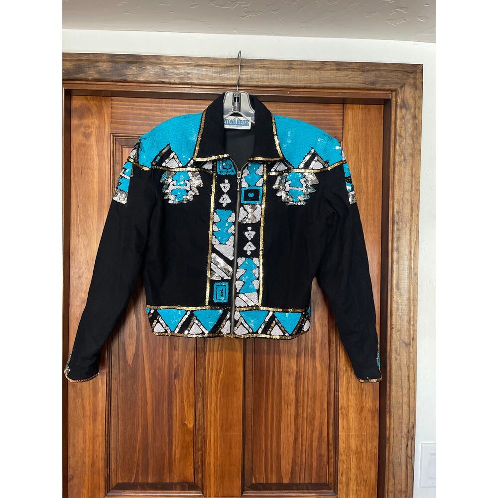 VINTAGE STONE RIVER WESTER WEAR SEQUIN RODOE SHOW JACKET MEDIUM